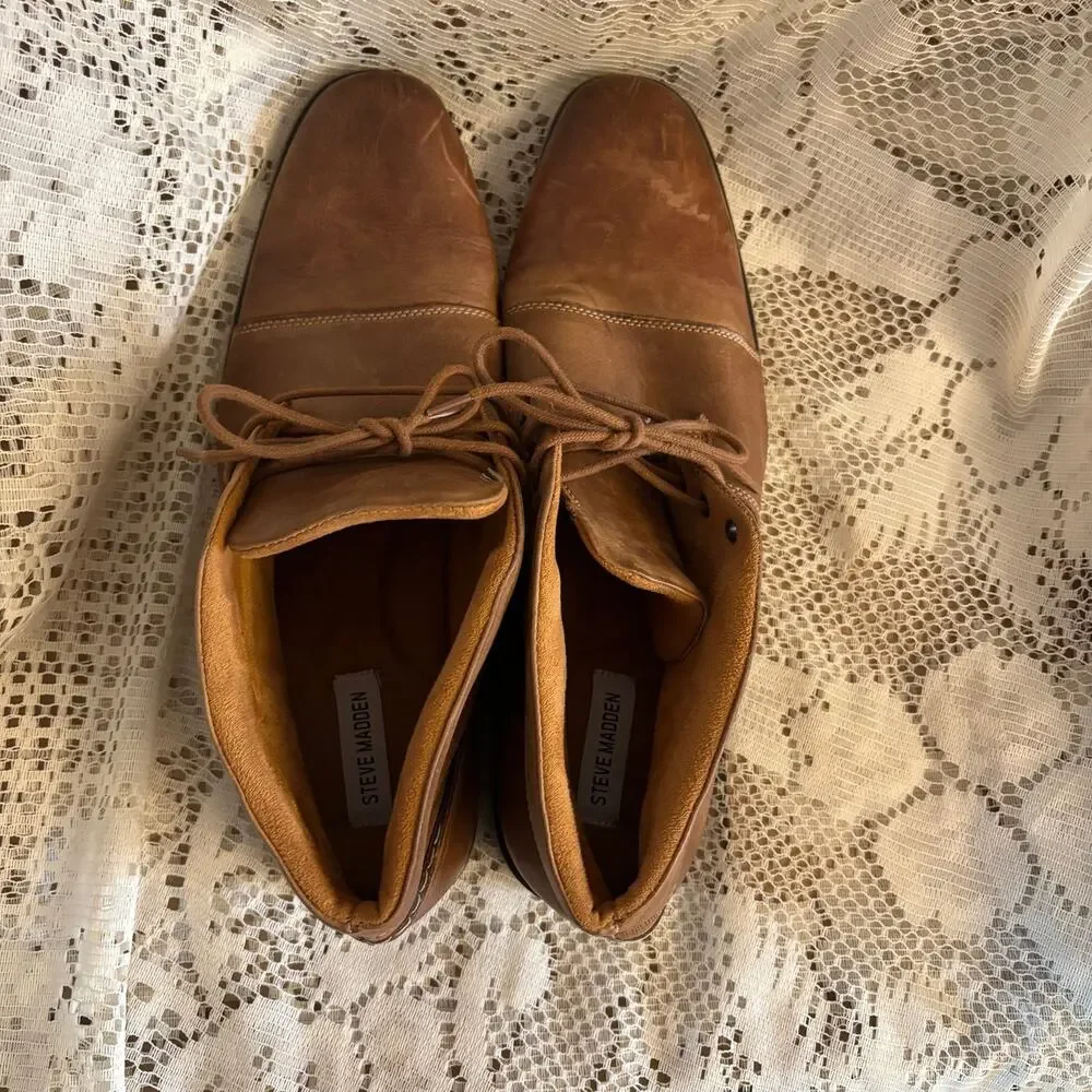 Steve Madden Men's US 14 Dark Tan Leather Chukka Ankle Boots